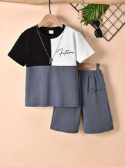 2pc Boys Future Block T shirt & Shorts Kids Summer Sets