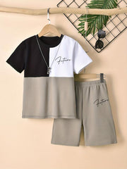 2pc Boys Future Block T shirt & Shorts Kids Summer Sets