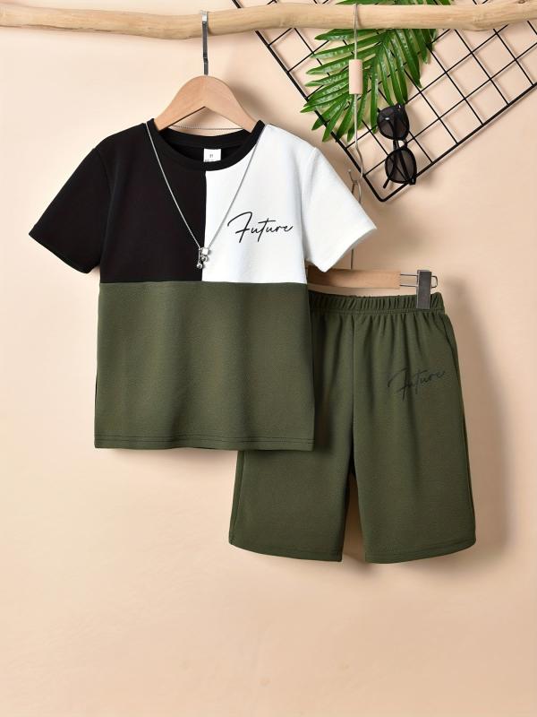2pc Boys Future Block T shirt & Shorts Kids Summer Sets
