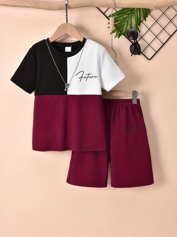 2pc Boys Future Block T shirt & Shorts Kids Summer Sets