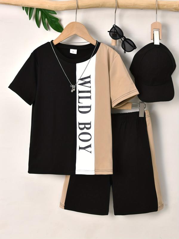 Boys Street Style T-shirt & Shorts Set for Summer