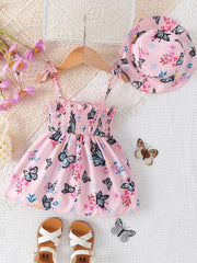 Baby Girls Fruit Print Dress with Hat