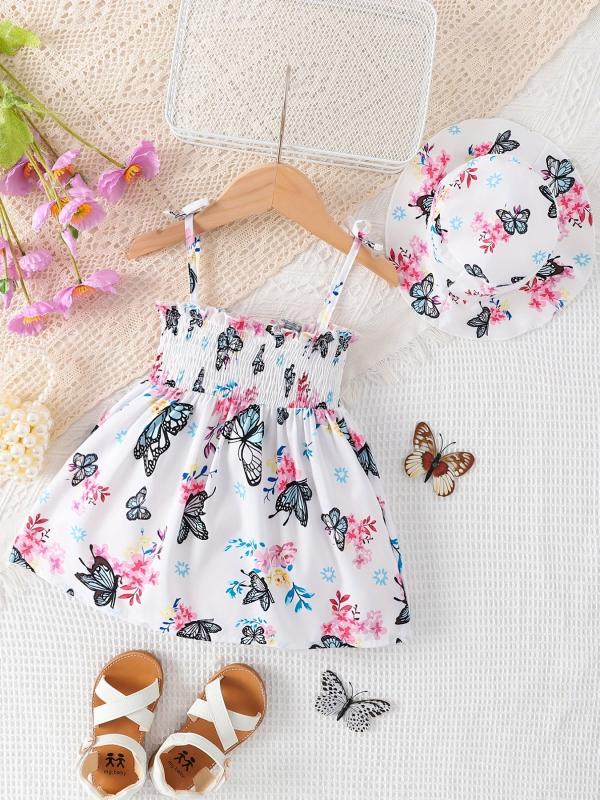 Baby Girls Fruit Print Dress with Hat