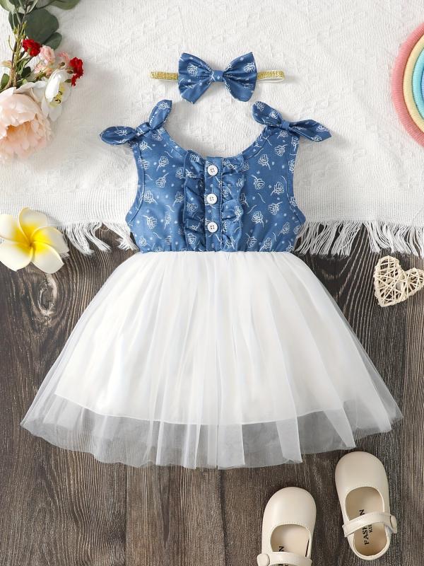 Toddler Girl Floral Mesh Dress Princess Dress