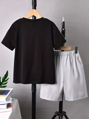 Boys Street Style Game Console Graphic T-shirt & Shorts Set