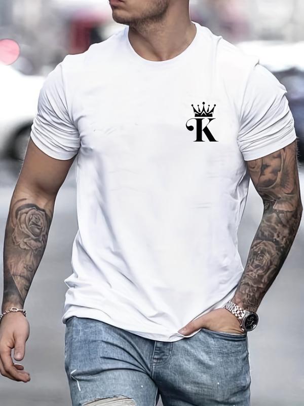 Men's K Print Graphic T-shirt for Summer