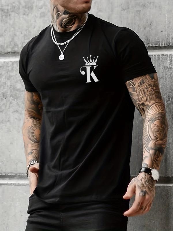 Men's K Print Graphic T-shirt for Summer