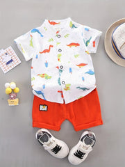 Baby Boys Cartoon Graphic Shirt & Shorts Set
