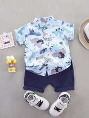 Baby Boys Cartoon Graphic Shirt & Shorts Set