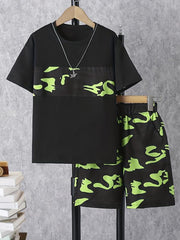 Boys Camo Outfit T-shirt & Shorts Kids Summer Set