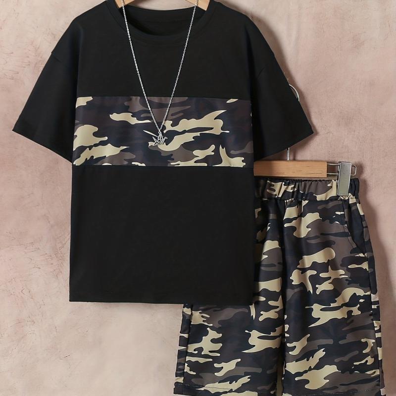 Boys Camo Outfit T-shirt & Shorts Kids Summer Set