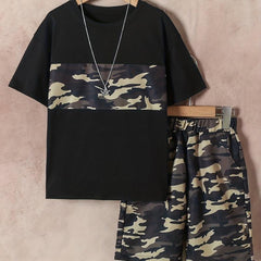 Boys Camo Outfit T-shirt & Shorts Kids Summer Set