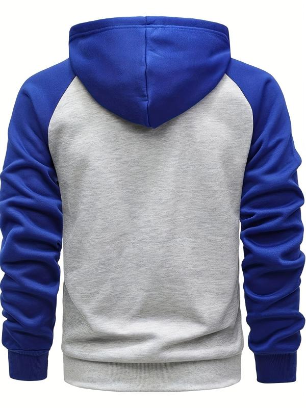 Men's Zip Up Hoodie Raglan Sleeves Casual Loose Fit