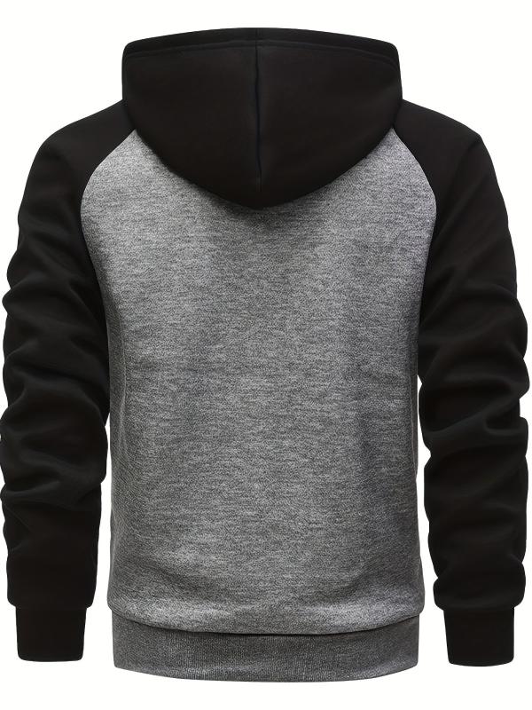 Men's Zip Up Hoodie Raglan Sleeves Casual Loose Fit