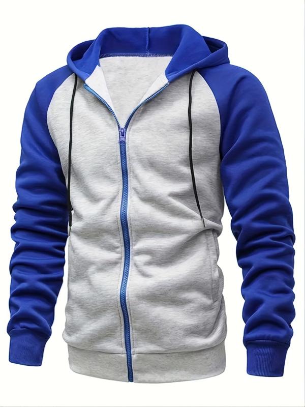 Men's Zip Up Hoodie Raglan Sleeves Casual Loose Fit