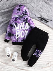 Boys Hoodie & Sweatpants 2pcs Set WILD BOY Print Casual Kids Clothes