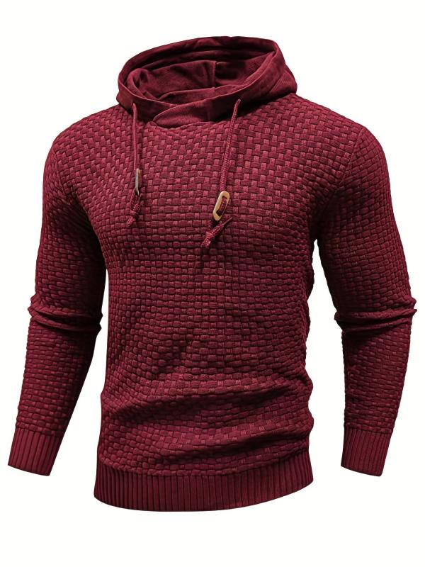 Men's Casual Hooded Pullover Sweater with Drawstring
