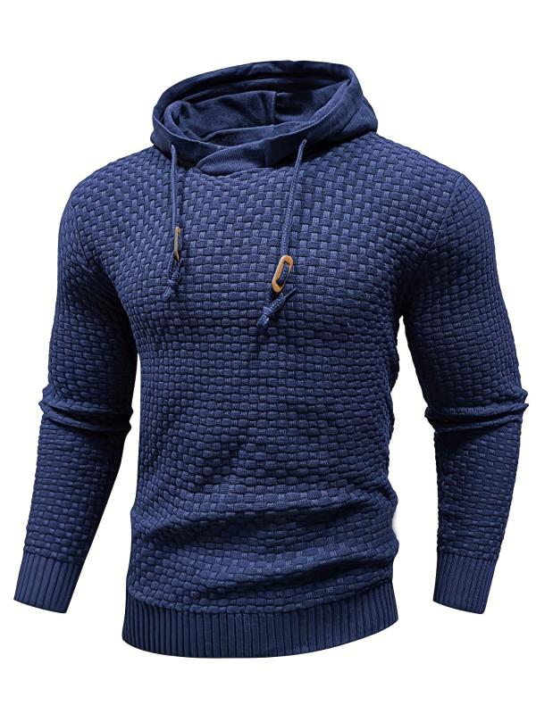 Men's Casual Hooded Pullover Sweater with Drawstring