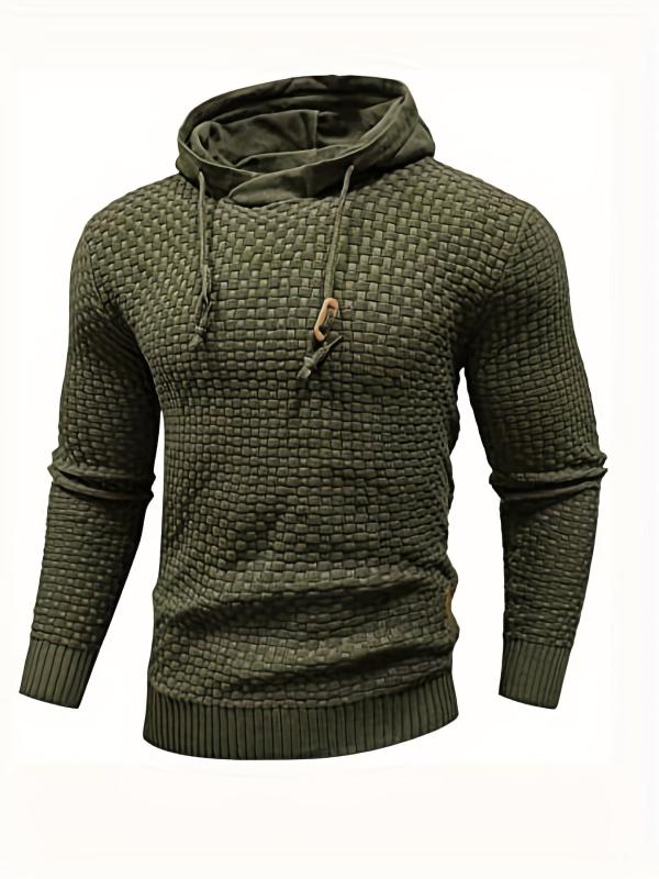 Men's Casual Hooded Pullover Sweater with Drawstring