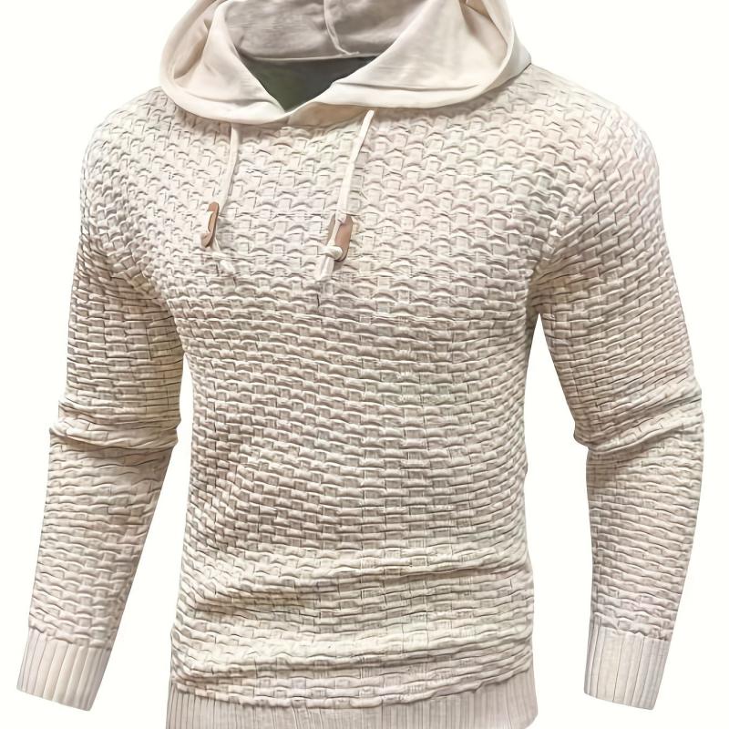 Men's Casual Hooded Pullover Sweater with Drawstring