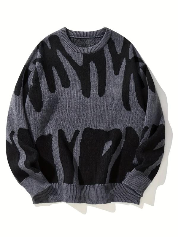 Men's Knitted Sweater Casual Round Neck Pullover for Fall Winter