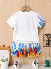 Boys Dinosaur Outfit Shorts & T shirt Crew Neck Casual Summer Kids Clothes