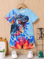 Boys Dinosaur Outfit Shorts & T shirt Crew Neck Casual Summer Kids Clothes