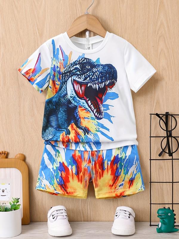 Boys Dinosaur Outfit Shorts & T shirt Crew Neck Casual Summer Kids Clothes
