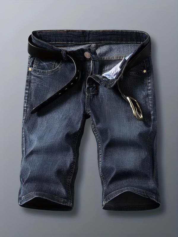 Men's Distressed Denim Shorts Street Style Summer Stretch