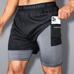 Men's 2 In 1 Workout Shorts With Compression Liner