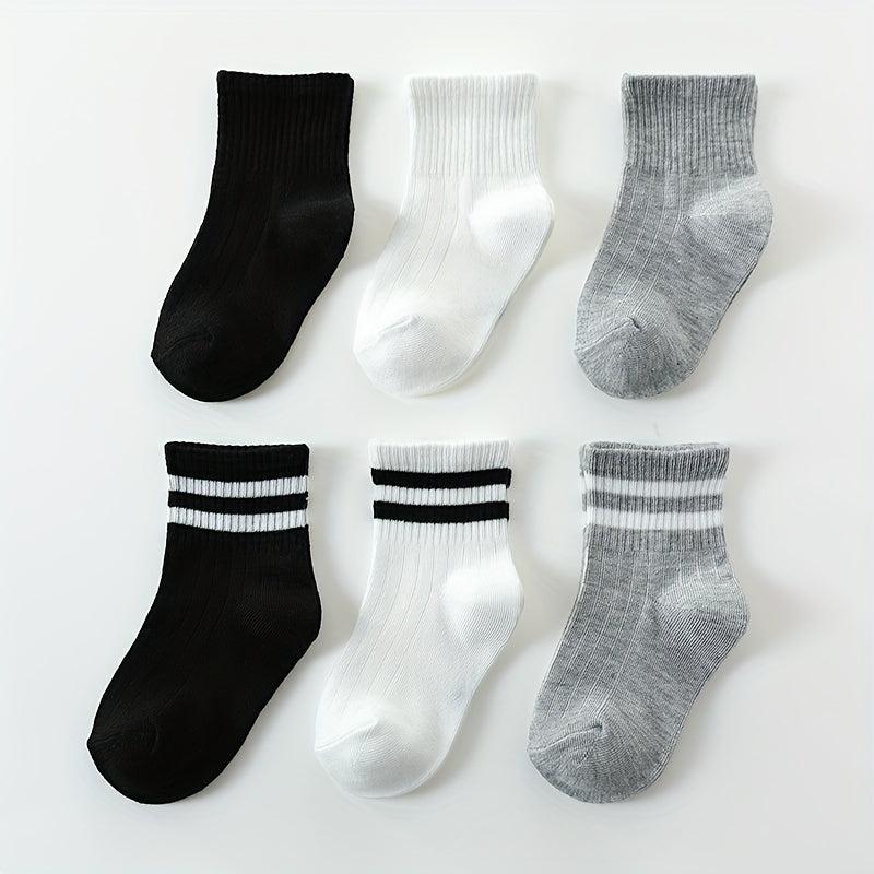 3 Pairs Unisex Preppy Kids Crew Socks for Boys Girls