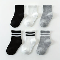 3 Pairs Unisex Preppy Kids Crew Socks for Boys Girls