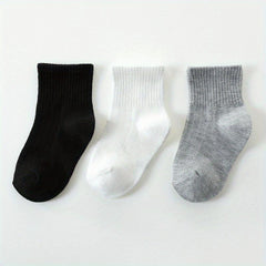 3 Pairs Unisex Preppy Kids Crew Socks for Boys Girls