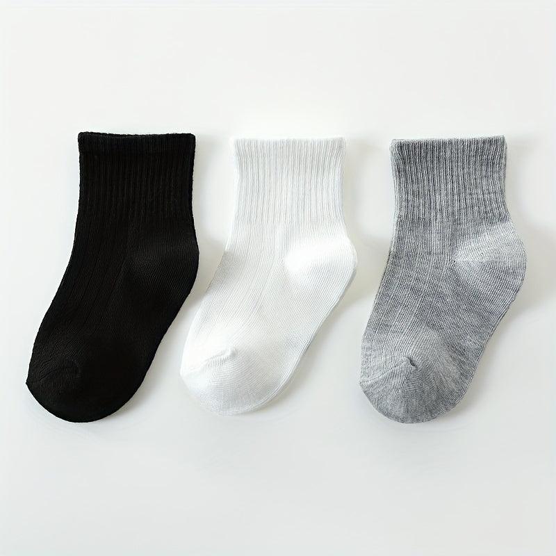3 Pairs Unisex Preppy Kids Crew Socks for Boys Girls