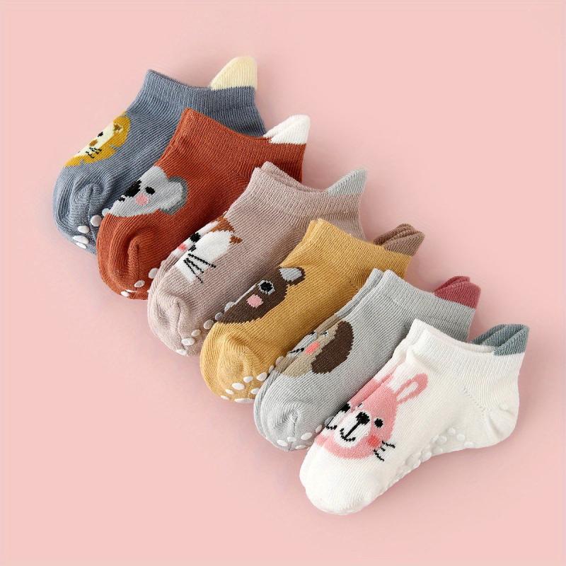 6 Pairs Baby Cartoon Animal Anti Slip Floor Socks