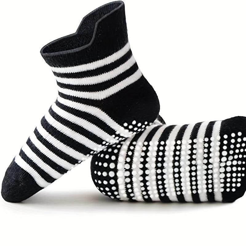 12pairs Boys Non Slip Socks With Grippers Cotton Comfort Ankle Style