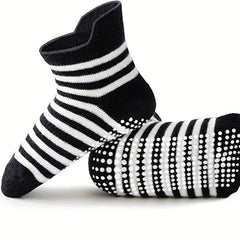 12pairs Boys Non Slip Socks With Grippers Cotton Comfort Ankle Style