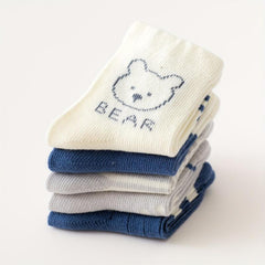 5 Pairs Bear Footprint Knit Socks Soft Breathable Baby Boys Girls Accessories