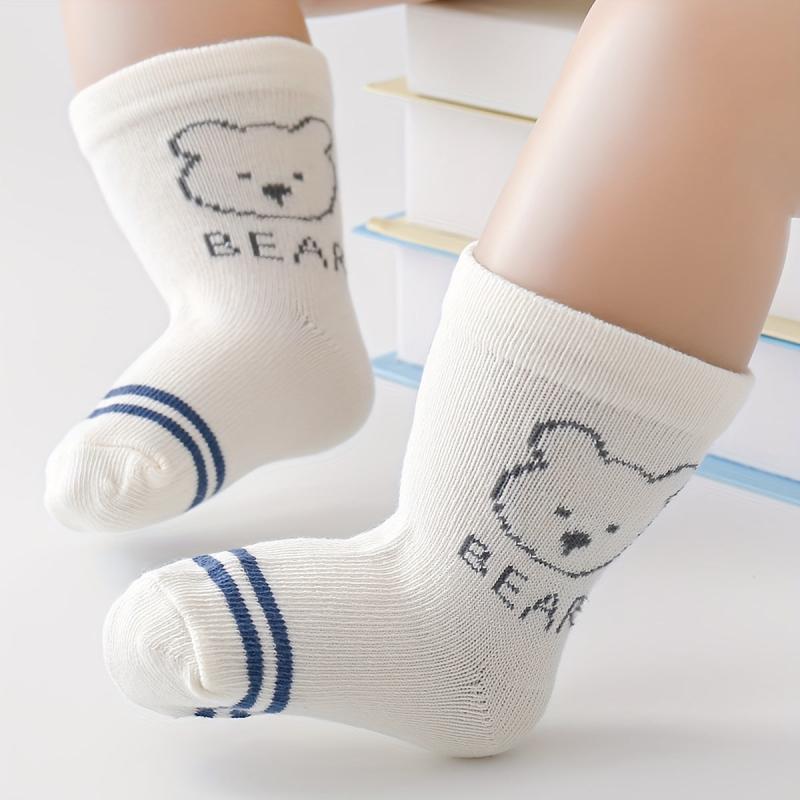 5 Pairs Bear Footprint Knit Socks Soft Breathable Baby Boys Girls Accessories