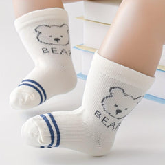 5 Pairs Bear Footprint Knit Socks Soft Breathable Baby Boys Girls Accessories