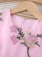 Embroidery Flower Lace Gauze Dress for Girls Kids