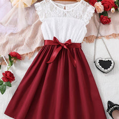 Girls Sleeveless Ruffled Dress with Belt