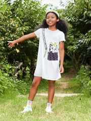 Toddler Girls Cat Graphic Casual Dress For Party