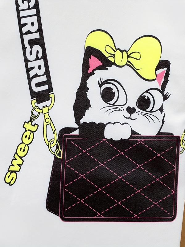Toddler Girls Cat Graphic Casual Dress For Party