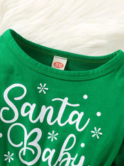Baby Girls Mesh Dress Christmas Letter Snowman Print Long Sleeve