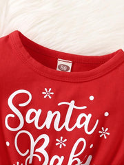 Baby Girls Mesh Dress Christmas Letter Snowman Print Long Sleeve