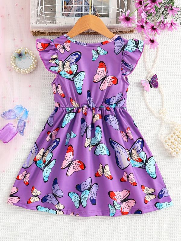 Toddler Girls Butterfly Princess Dress For Party Beach Vacation