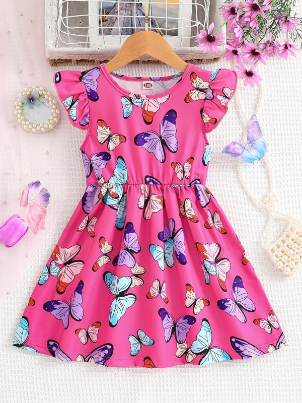 Toddler Girls Butterfly Princess Dress For Party Beach Vacation