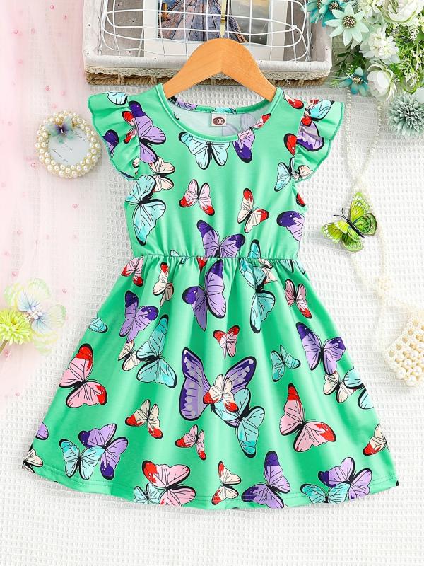 Toddler Girls Butterfly Princess Dress For Party Beach Vacation
