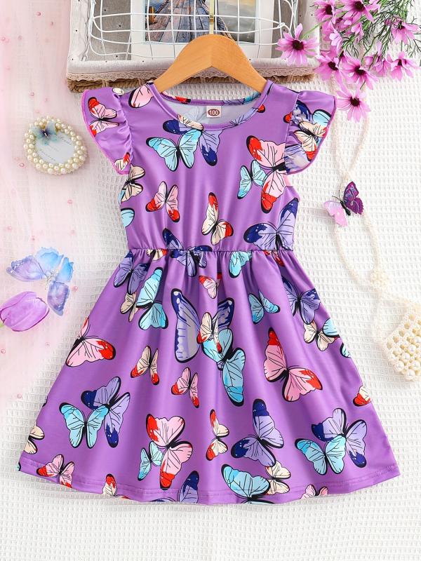 Toddler Girls Butterfly Princess Dress For Party Beach Vacation